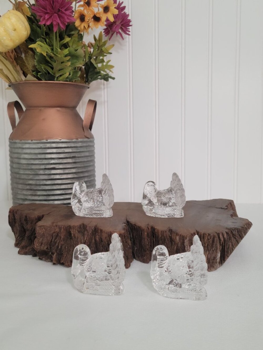 Williams Sonoma Glass Turkey SM Taper Candle Holders Fall Harvest -Set of 4 - Picture 5 of 16